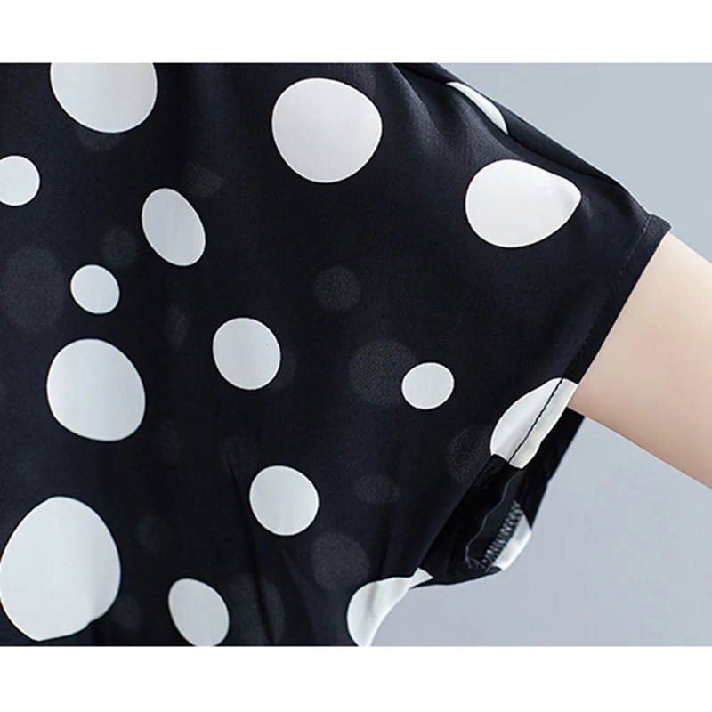 

Oladivi Plus Size Women Summer Clothing Fashion Polk Dot Cotton Linen Short Dress Ladies Casual Shirt Dresses Female Vestido 6XL