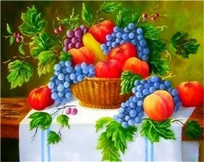 054 AZQSD Алмазная вышивка, украшение для дома на кухне, алмазная живопись, фрукты, стразы, Алмазная мозаика, полный дисплей, подарок - Цвет: 054