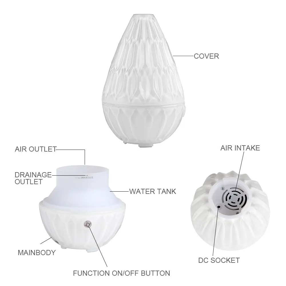Glass Aromatherapy Essential Oil Diffuser Air Humidifier with Color LED Lights Ultrasonic Purifier Aroma Mist Maker |