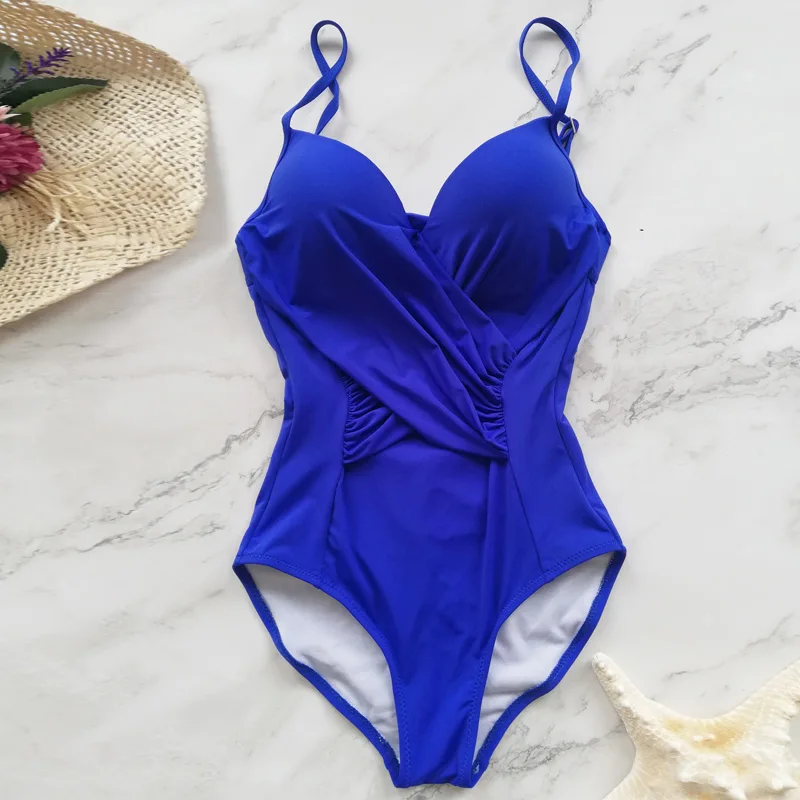 Черный купальник с перекрещивающимися лямками 2019 Новое пляжное купальное белье для женщин Женский винтажный спортивный однотонный купальник Maillot De Bain.