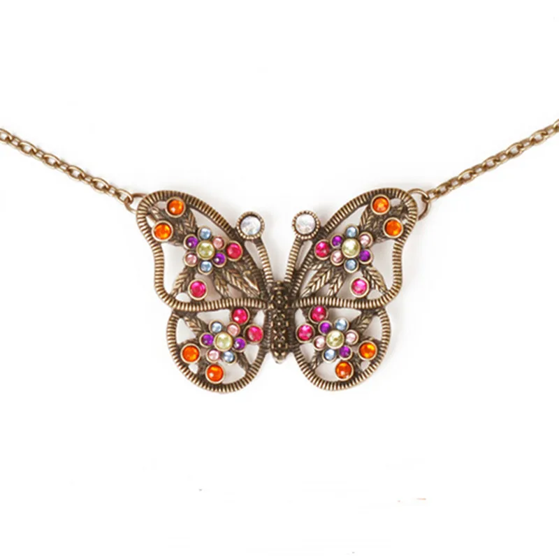 Горячая Распродажа винтажное Трендовое ажурное ожерелье с бабочкой Элегантная