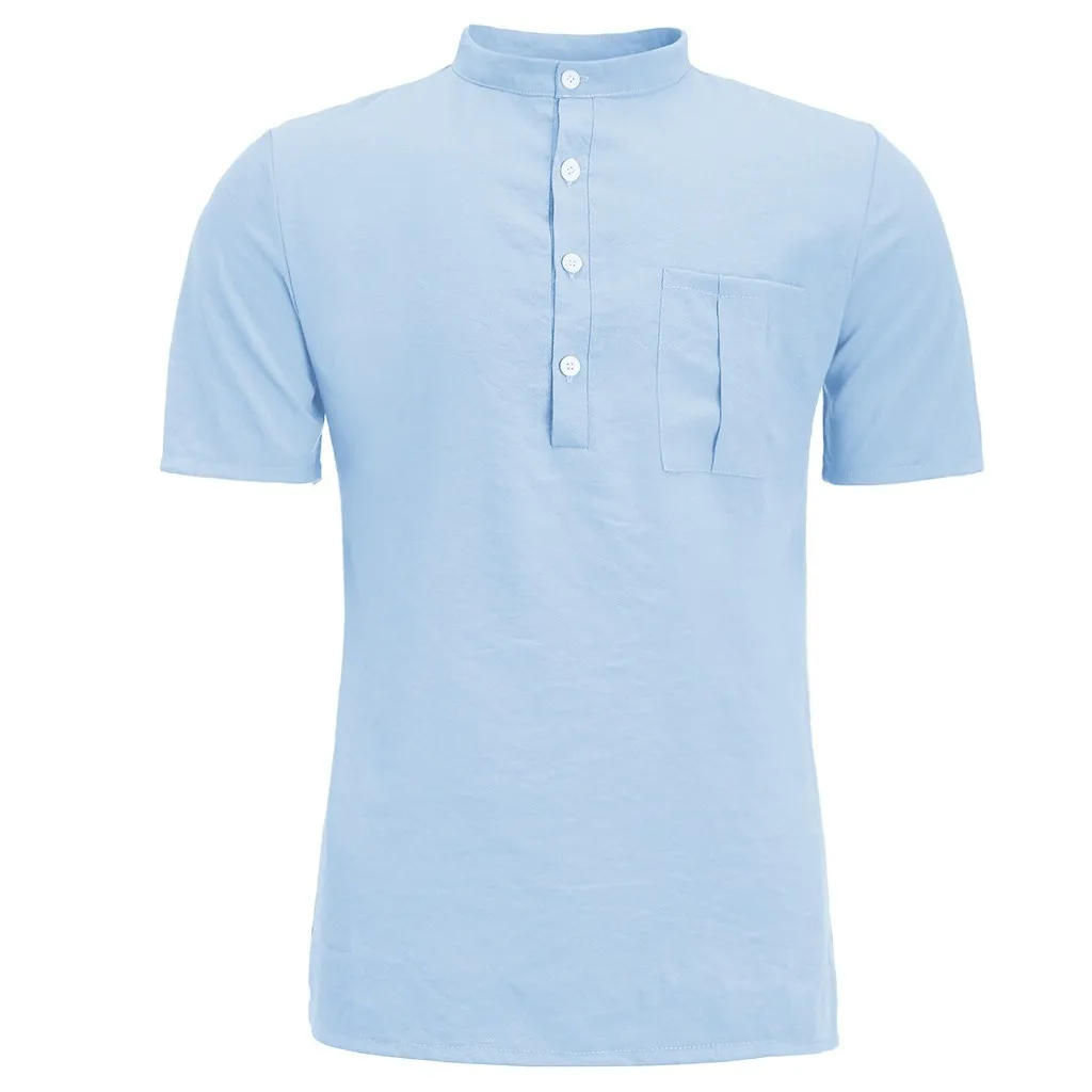 Men's Shirts Summer New Pure Cotton Hemp Button Short Sleeves Fashion Large Blouse Casual male Brand Top dropshipping