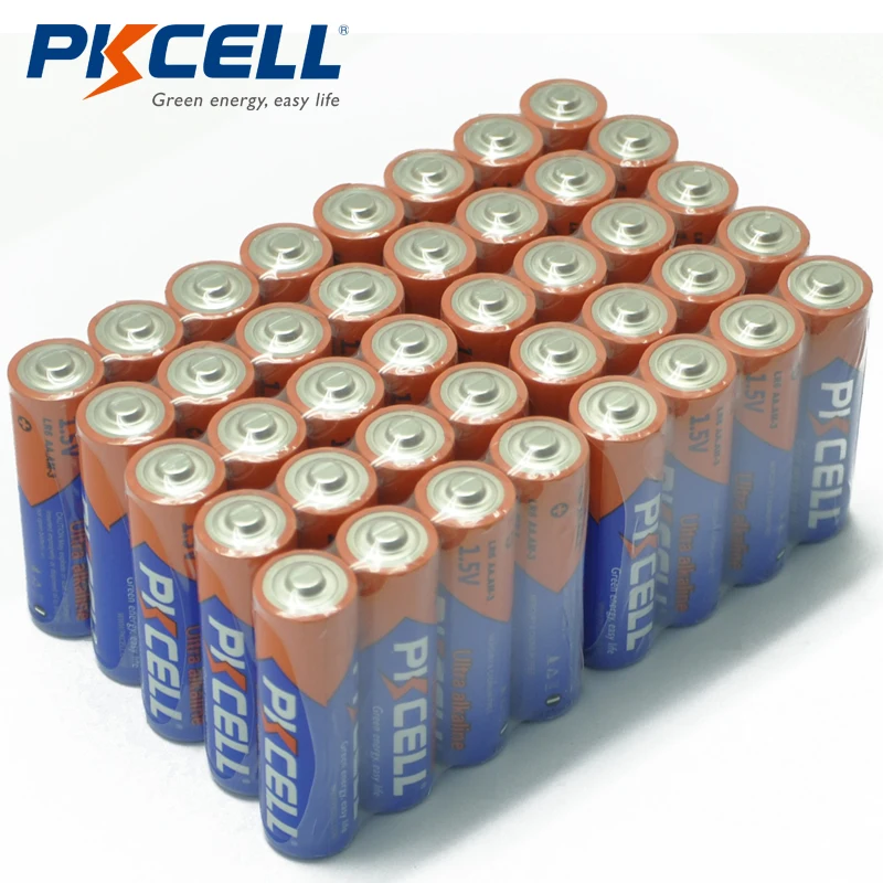 40 x PKCELL AA 1 5 В LR6 MN1500 Щелочная сухая батарея высокой емкости первичные батареи для