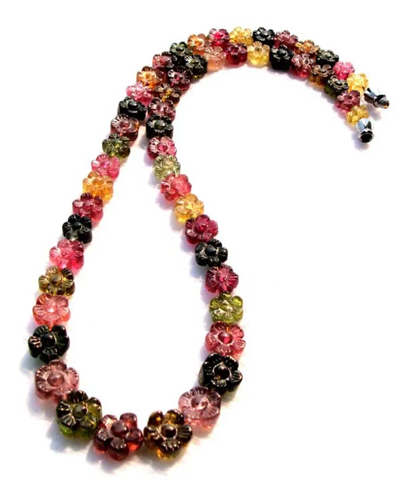 Бесплатная доставка натуральное турмалиновое резное ожерелье с бусинами в форме