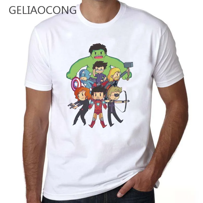 Geliaocong 2017 новые комиксов Super Mario Bro Мстители игры Дизайн Футболка с принтом модные