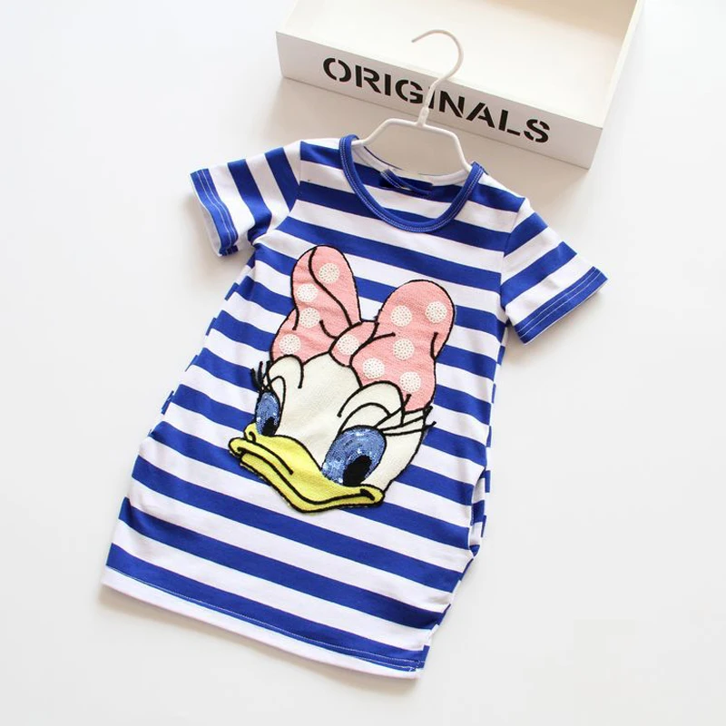 2016 г. весенне-летнее платье для девочек детская одежда в полоску расшитая