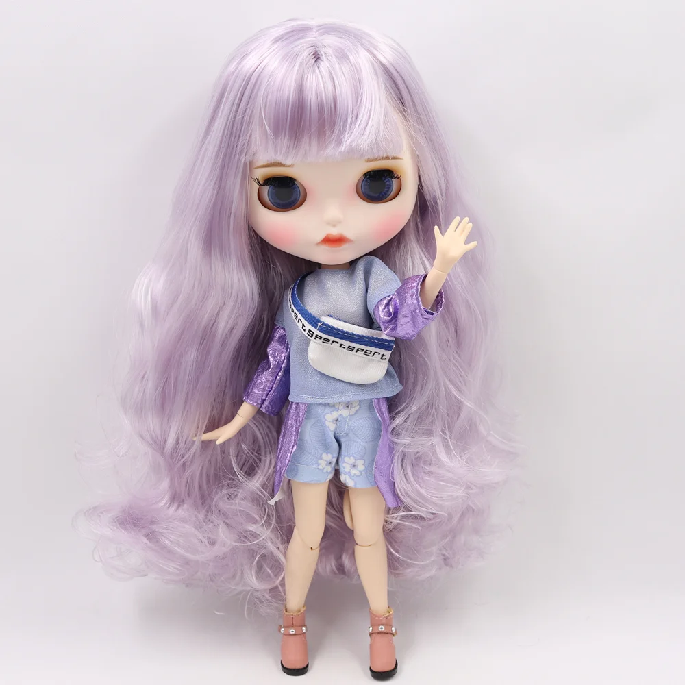 ICY Nude Blyth кукла No. BL136/1049 белый микс фиолетовые волосы резные губы матовые