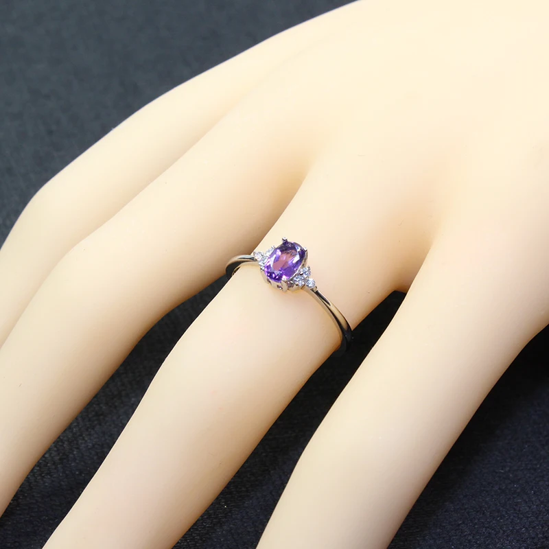 Кольцо из серебра 925 пробы с натуральным аметистом 4 х6 мм|gift gifts|gift valentines daygift jewelry |