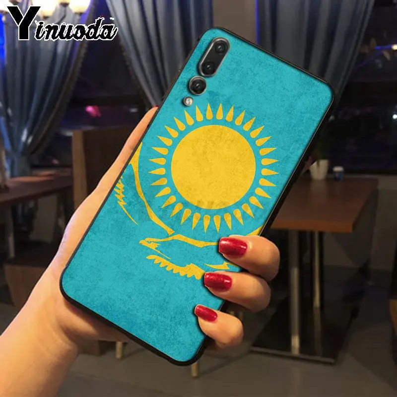 Yinuoda черный мягкий ТПУ чехол для телефона с флагом Казахстана Huawei P20pro mate10lite p9 p10plus