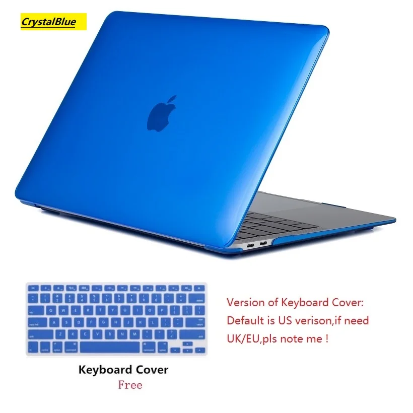 Crystal Blue Новинка, Кристальный чехол-клавиатура для ноутбука Apple Macbook Pro retina Touch Bar& ID Air 11 11,6 12 13 15 дюймов, Жесткий Чехол - Цвет: Crystal Blue