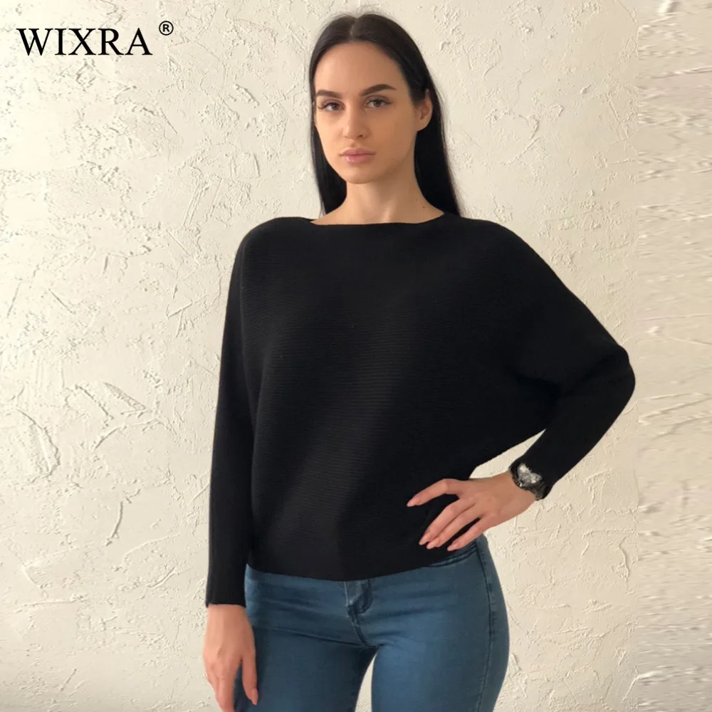 Женский базовый пуловер Wixra модный Свободный с вырезом лодочкой и рукавом