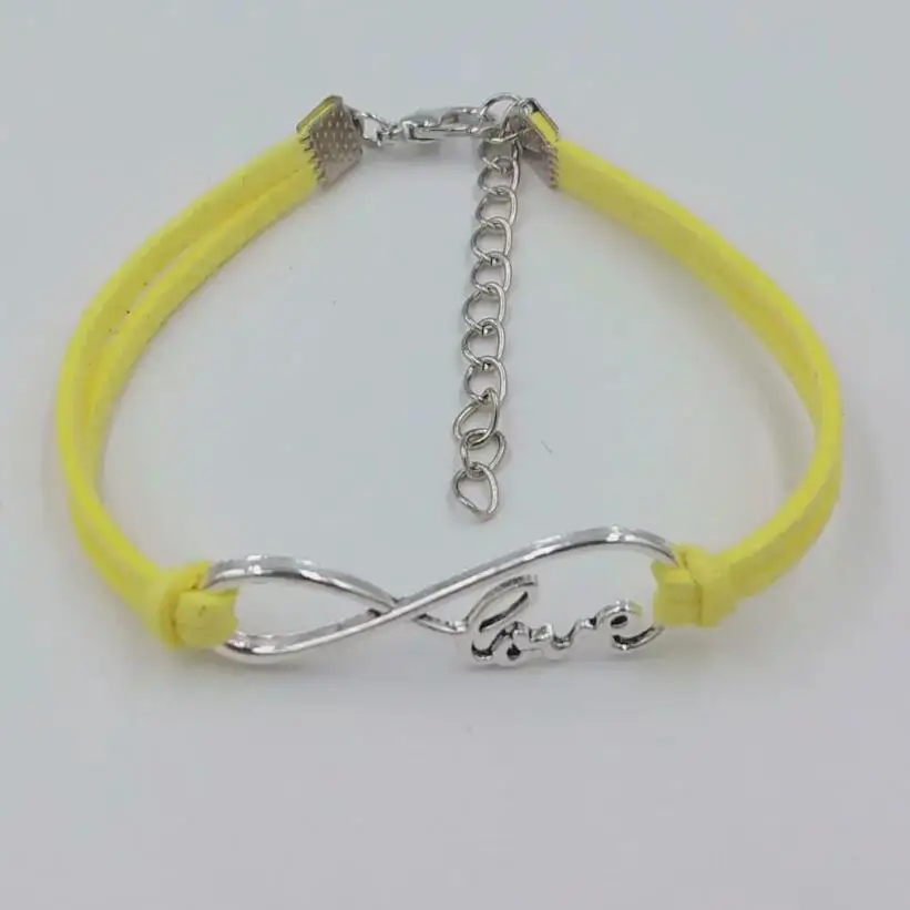 yellow Горячая 10 шт./лот любовь счастливый 8 Бесконечность балет/танцующая девушка браслет Шарм кулон для женщин/мужчин простые браслеты/браслеты - Окраска металла: yellow