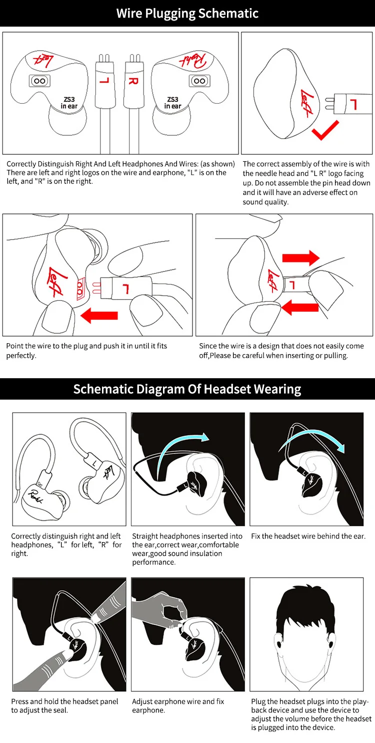 KZ ZS3 наушники Hifi наушники съемный кабель в ухо шумоподавление спортивные наушники с микрофоном для мобильного телефона