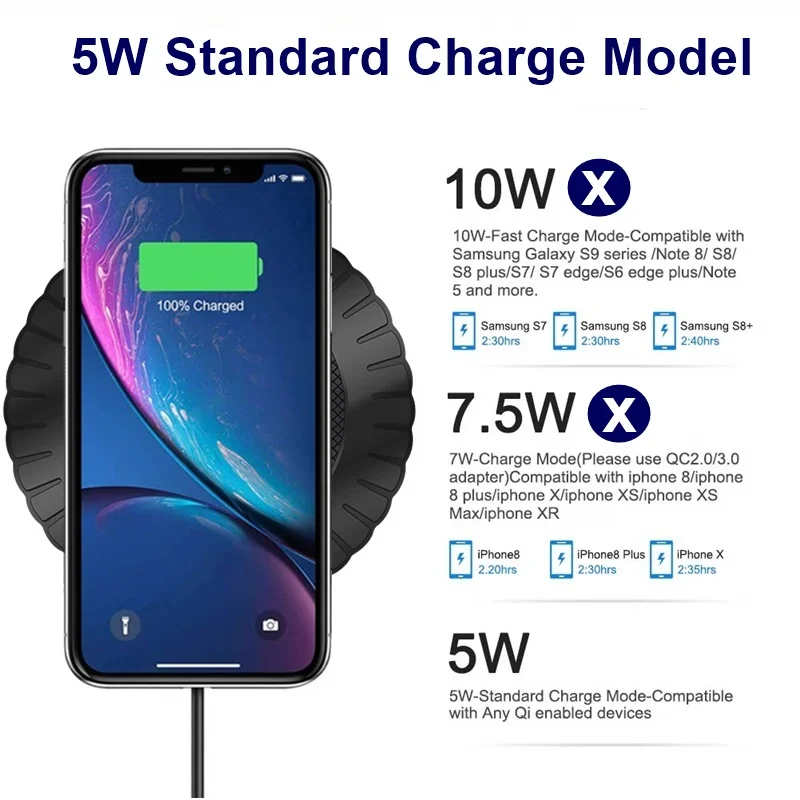 Беспроводное зарядное устройство Tongdaytech Qi для Iphone X XR 8 Plus 11 портативная быстрое