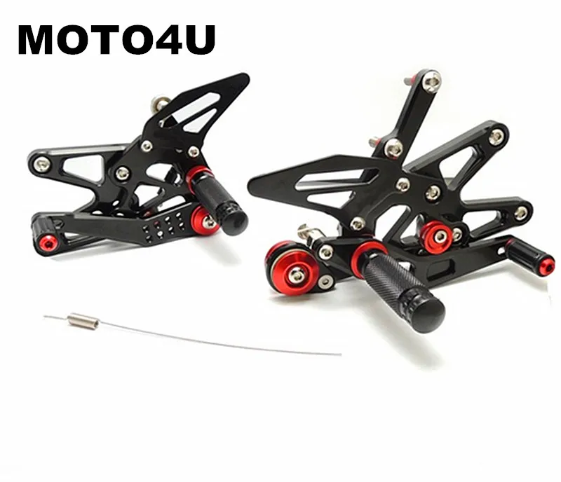 Black and red MOTO4U ЧПУ Регулируемые задние набор Rearsets для ног для Triumph Daytona 675 2013 - Цвет: Black and red