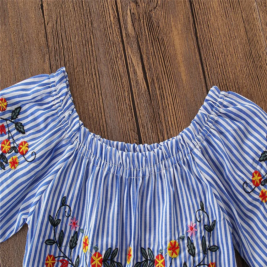 Подарок для девочек модная одежда маленьких короткие топы в полоску с открытыми