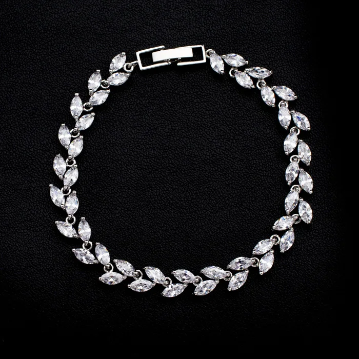 Женские модные браслеты с огранкой прозрачные белые цепочки в форме маркиза AAA +