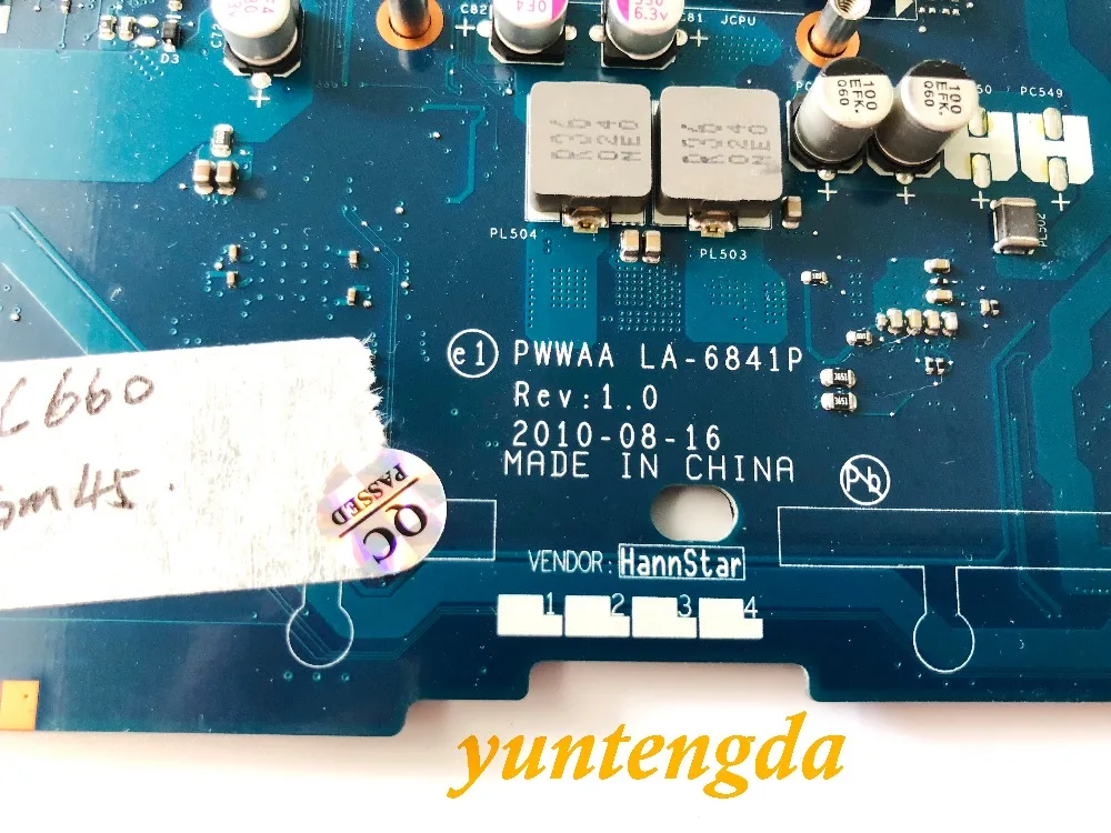 Оригинальная материнская плата для ноутбука TOSHIBA C660 GM45 PWWAA LA-6841P K000111600 проверенные