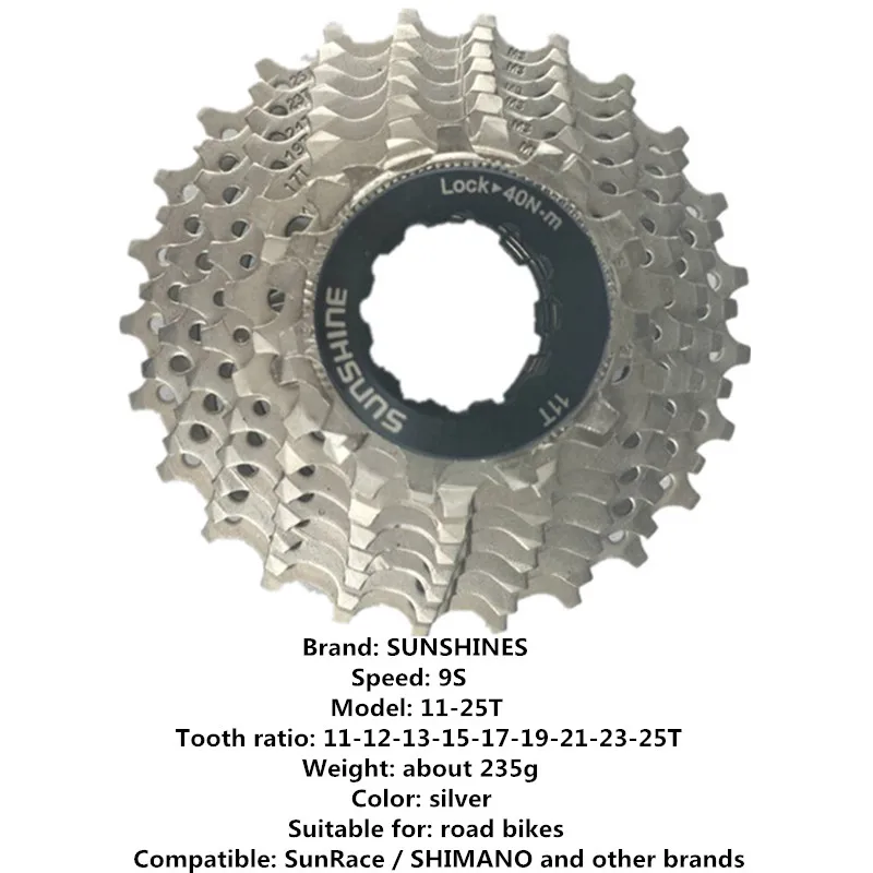 Солнце 9 скорость кассета маховик горный велосипед/дорожный велосипед Кассетный