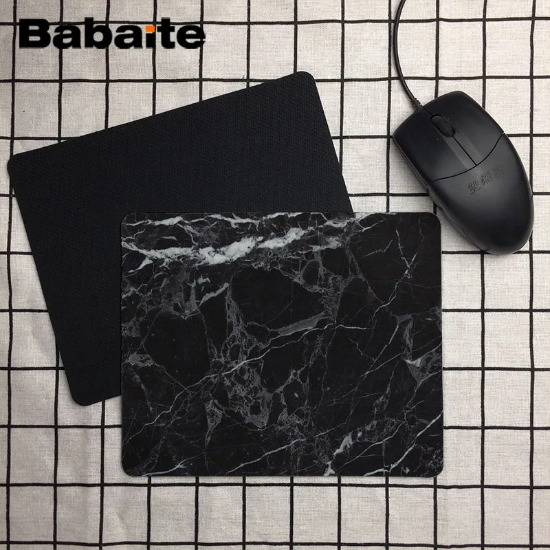 Коврик для мыши Babaite черный мраморный Забавный коврик 180X220X2MM 250X290X2MM Rectangel игровой