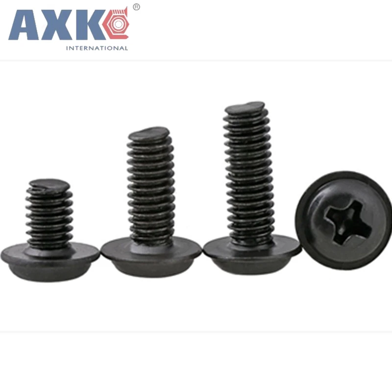 AXK 50 шт. M2 M2.5 M3 PWM DIN967 черные винты с подкладом рефлокальный корпус для компьютера