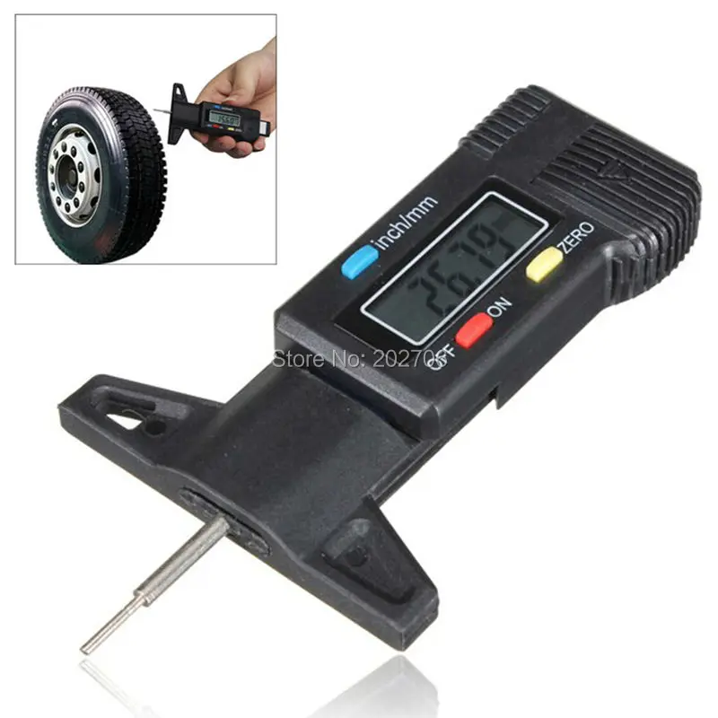 

Digital Depth Gauge 0-25mm/0.01 Tread Depth Gauge LCD Display Tyre Tread Brake Pad WEAR Black 0-1" caliper micrometer