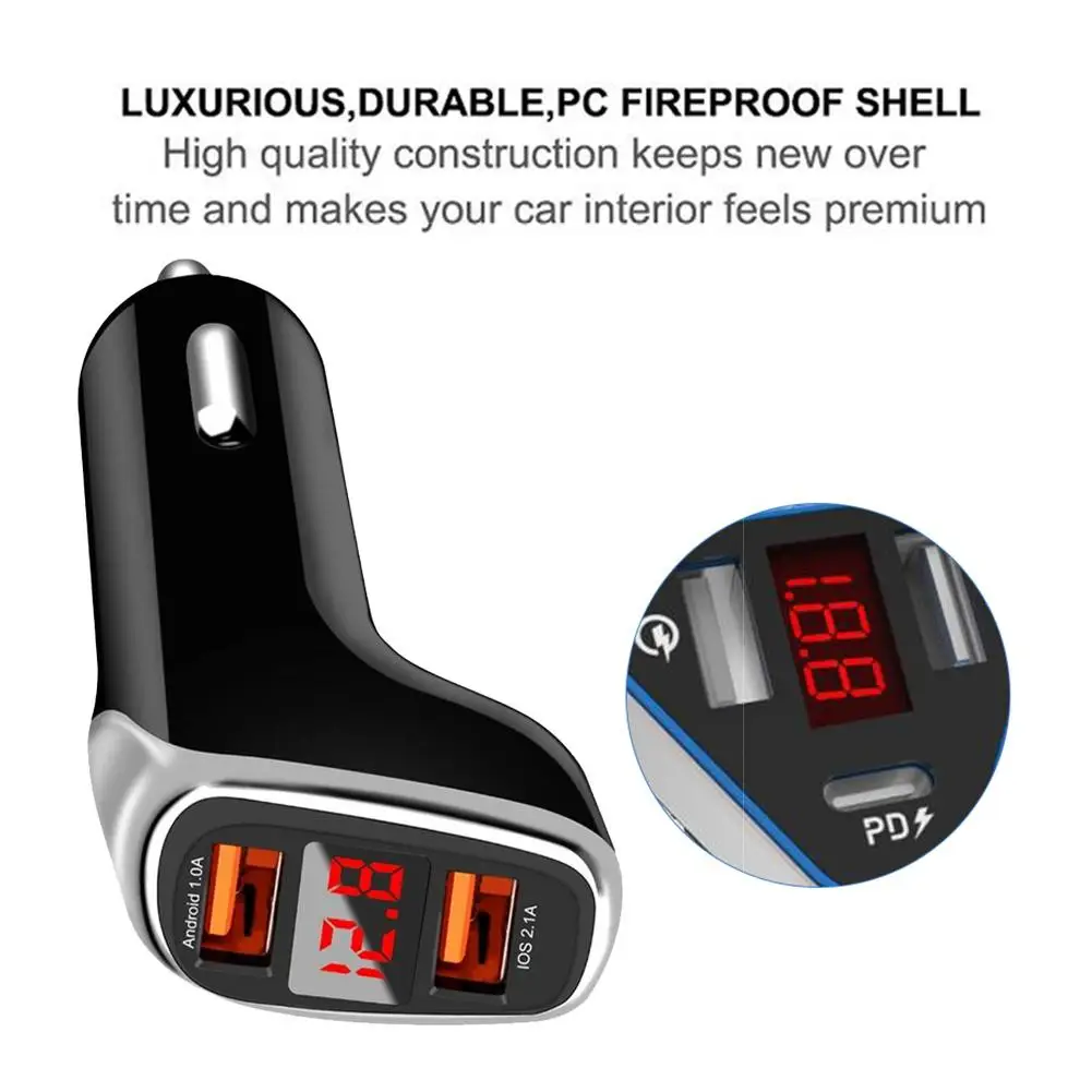 Автомобильное зарядное устройство 2 в 1 3 а с двумя USB портами и цифровым