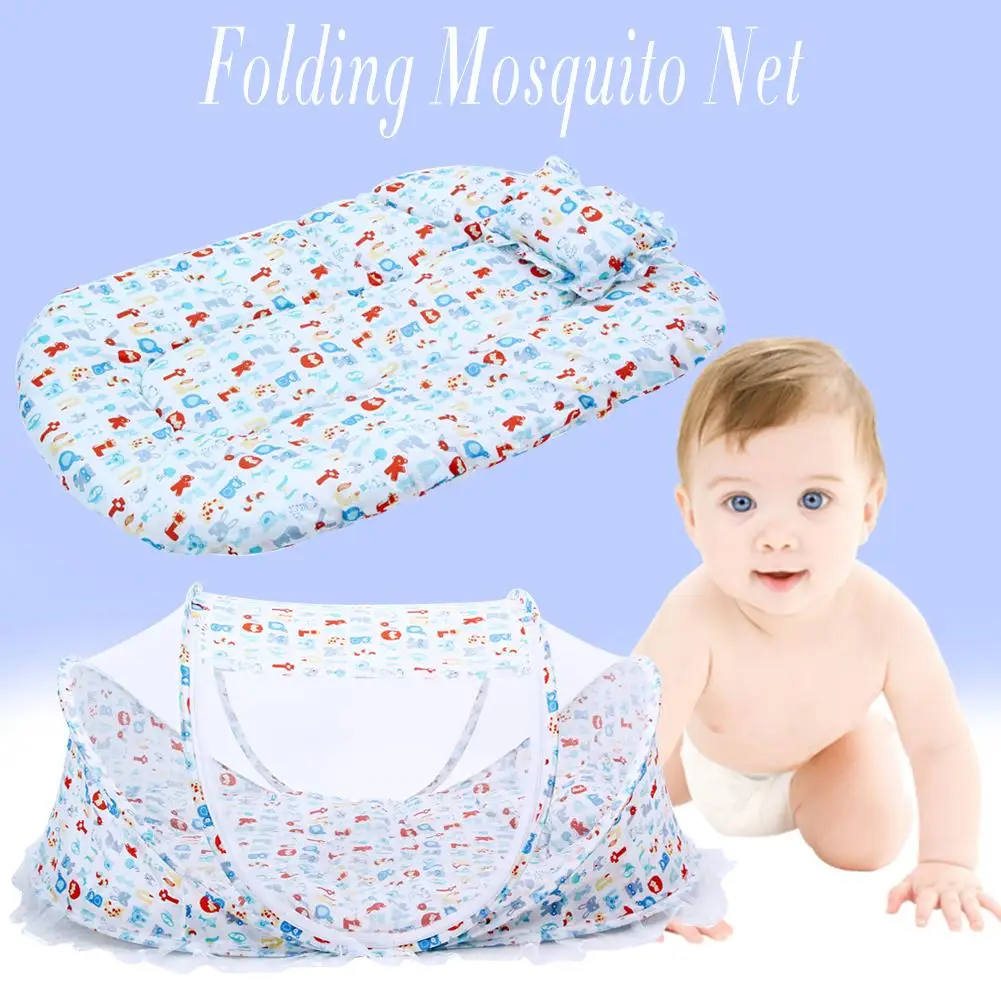 

Baby Bedding Crib Netting Folding Baby Music Mosquito Nets Bed Mattress Pillow Three-piece Suit For 0-9 Months