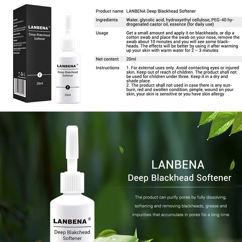 Горячая продажа LANBENA лечение пор эссенция для удаления угрей носа усадка