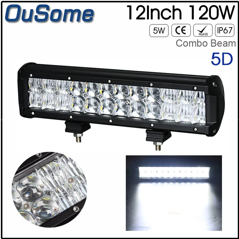 12 inch 120W ATV UTV 4X4 offroad truck lighting waterproof two rows 5D LED light bar work 12V 24V | Автомобили и мотоциклы