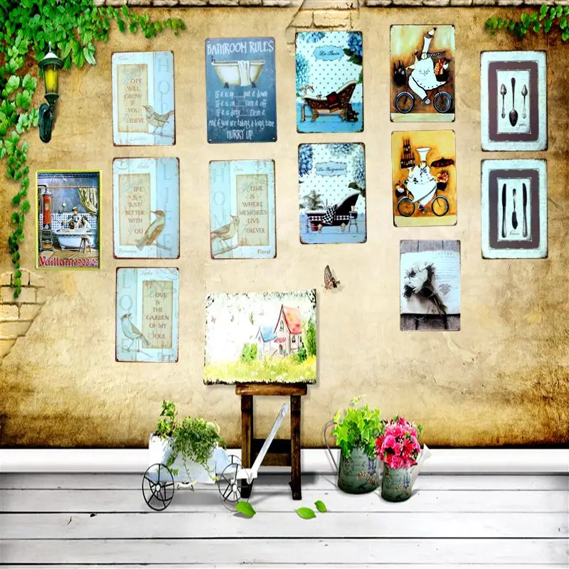 Настенный декор в стиле ретро для ванной комнаты 30 х20 см|tin bathtub|stickers stickersstickers wall