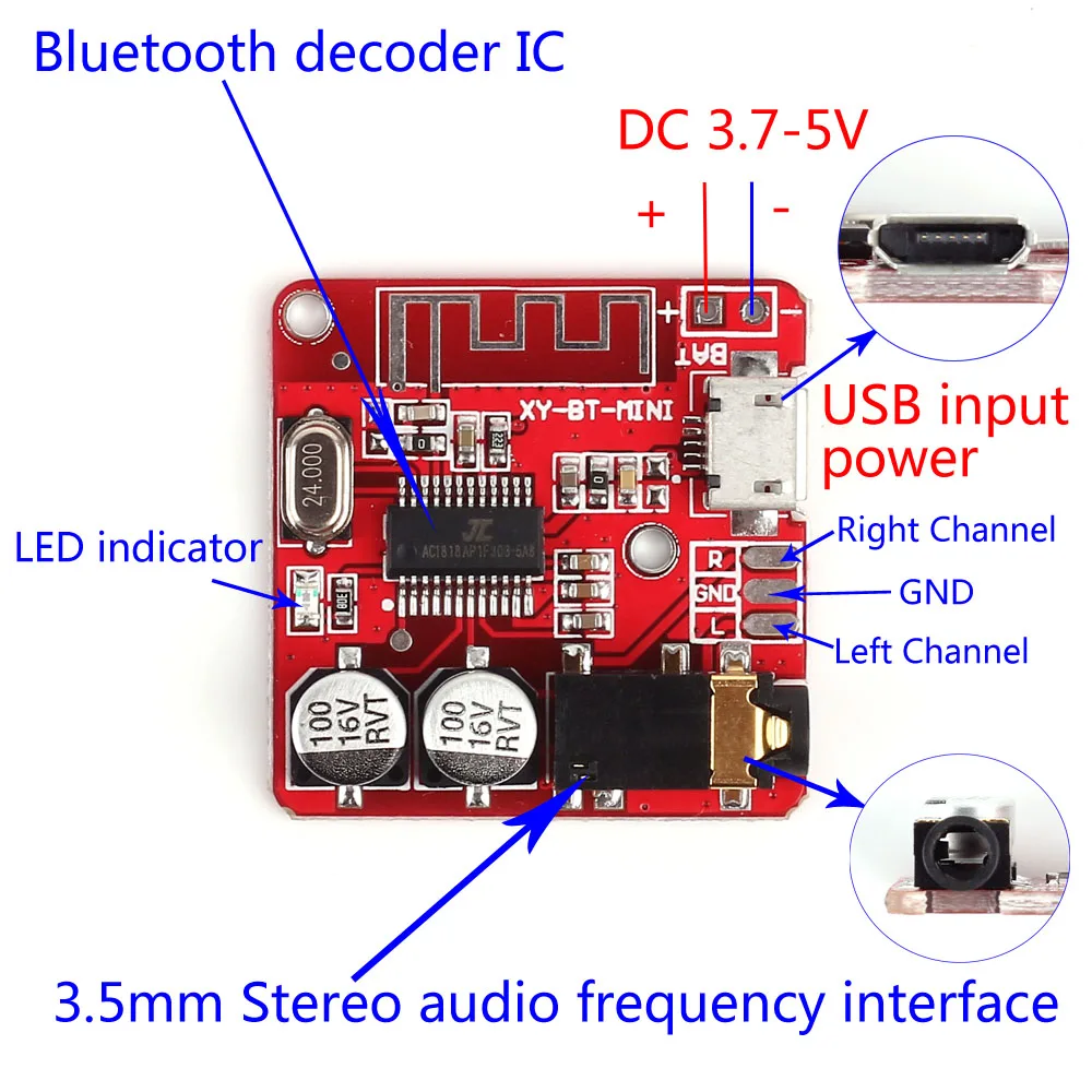 Беспроводной MP3 декодер Bluetooth плата схема BLE 4 1/4 2 3 7-5 В модуль декодирования без