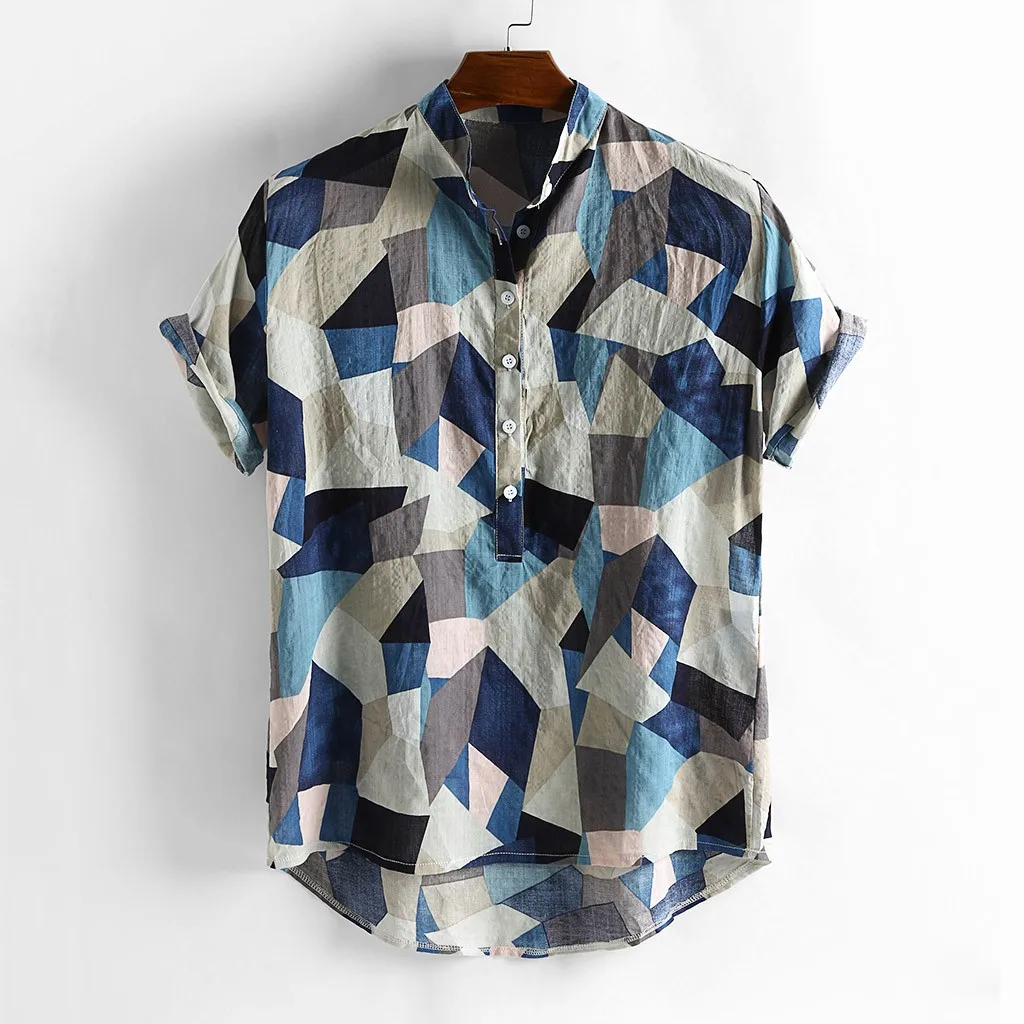 Мужская рубашка Camisa летняя с коротким рукавом мужская повседневная Свободная