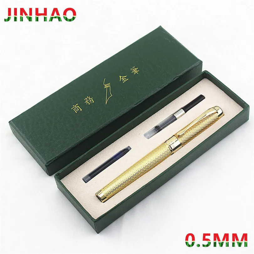 

Jinhao 1200 Высококачественная деловая ручка 0,5 мм перо металлическая авторучка с золотым зажимом чернильные ручки с подарочной коробкой Беспла...