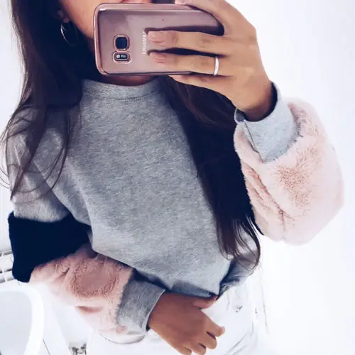 

2017 Women Plush Long Sleeve Hooded Sweater Autumn Winter Coat Pullover Tops Women Clothing NEW