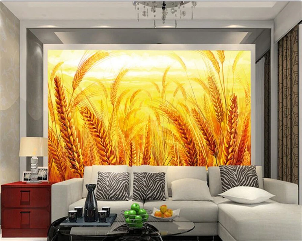 Обои для спальни высокое качество на заказ Пшеничное поле ячмень Золотой Фон
