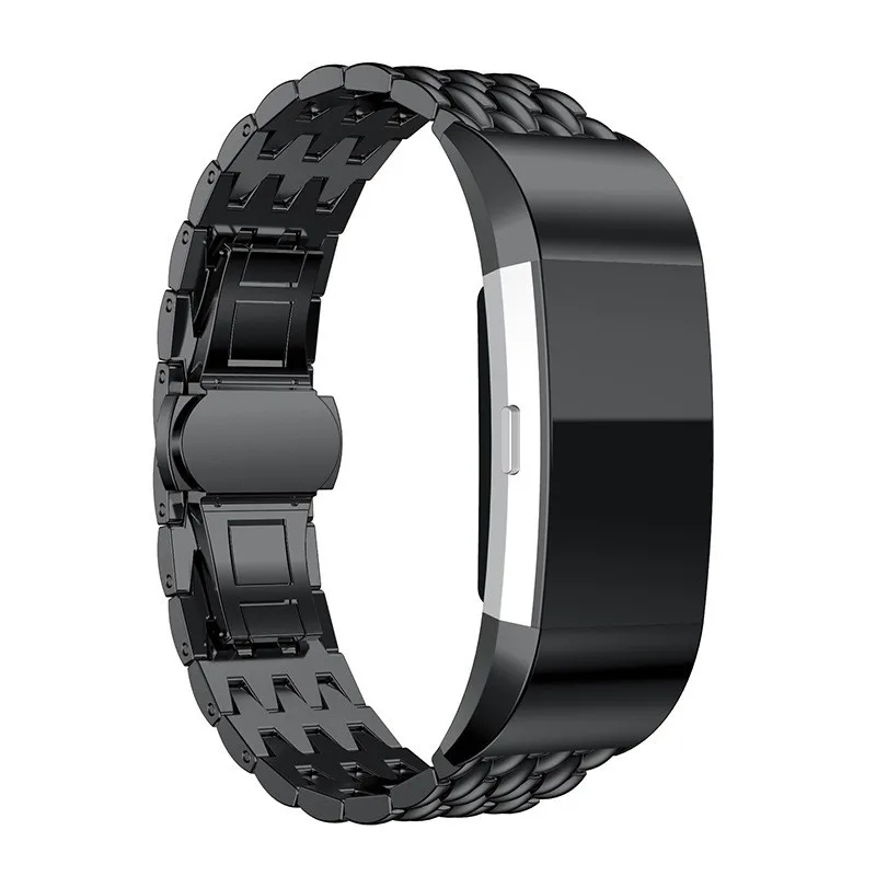 Роскошный ремешок из нержавеющей стали с текстурой дракона для Fitbit Charge 2 браслет