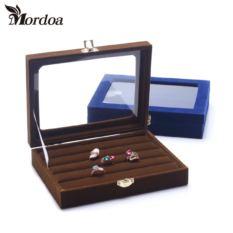 Шкатулка для ювелирных изделий маленькая стеклянная коробка хранения колец