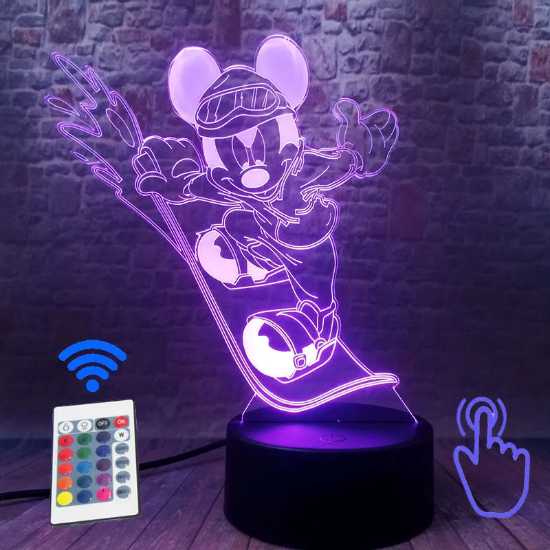 Remoter and Touch 5 Микки Маус, вечерние, Ночной светильник, 3D светодиодный, 7 цветов, меняющий сон, светильник minie e, Микки Маус, мультяшный, фигурный светильник, игрушки для малышей - Цвет: Remoter and Touch 5
