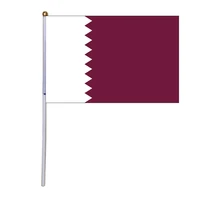 free shipping xvggdg 100pcs 14 21cm qatar hand flag qatar hand waving national flag