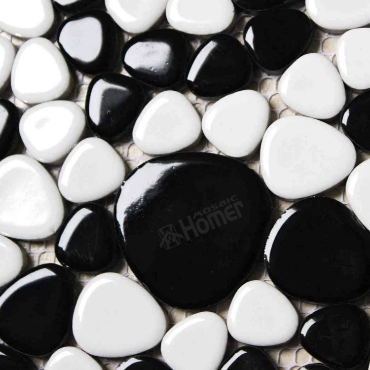 shipping free!! white and black ceramic mosaic tiles pebble kitchen floor bathroom shower wall | Дом и сад