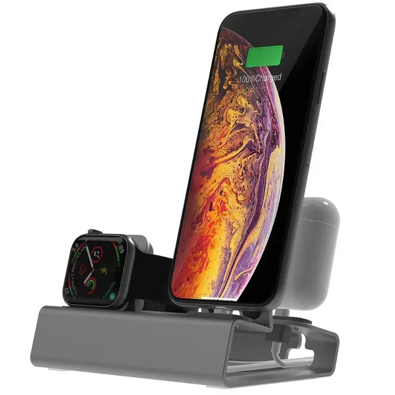 3 в 1 зарядная док-станция держатель для Iphone X Iphone 8 Iphone 7 Iphone 6 сплав зарядная подставка Док-станция для Apple watch Airpods