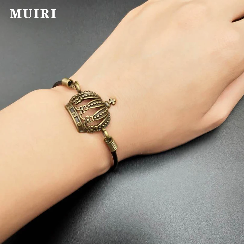 Creative Ladies Vintage Charm Bracelets Simple Design Hollow Crown Wax Rope Chain High Quality Jewelry Accessories | Украшения и