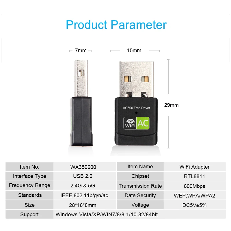 USB Wifi  Wifi USB Ethernet AC 600 / Wi-Fi  Wi-Fi USB Lan  2, 4G 5  PC Wifi
