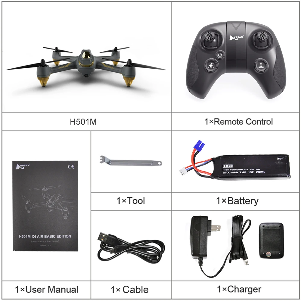 Квадрокоптер Hubsan H501M X4 Wi Fi FPV с бесщеточным Мотором/HD камера 720P/Удаленный
