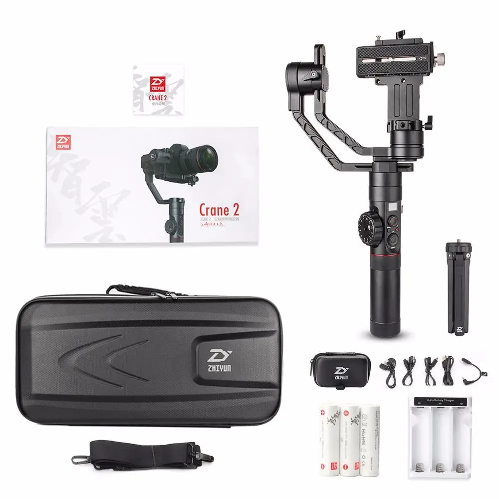 

Free DHL Zhiyun Crane 2 Crane2 3 Axis Handheld Gimbal Stabilizer with Dual Handle Grip Support for DSLR Cameras Load up to 3.2KG