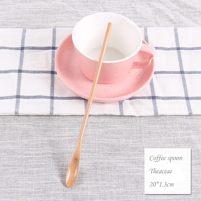 1 BalleenShiny Wooden Dessert Spoon Long Handle Wiring Coffee Stir Honey Milktea Scoop Cute Tableware Jam Cream Milktea Tools - Цвет: 1