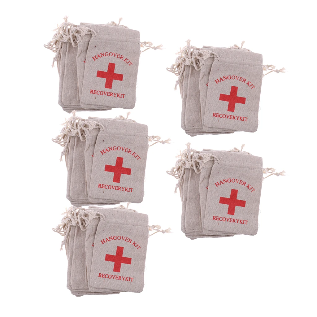 Пакет 50 курицы вечерние Муслин Хлопок набор от похмелья сумки Свадебные подарок