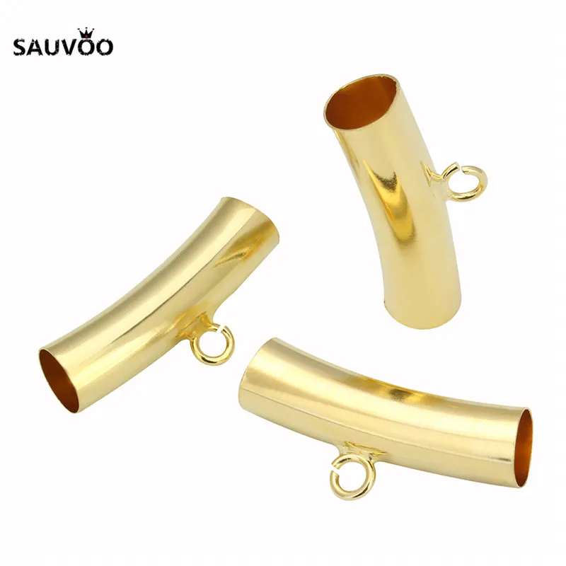 25 шт. медные Длинные изогнутые трубки золотого цвета бусины Очаровательные