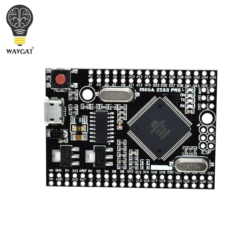 WAVGAT Mega 2560 PRO MINI 5V(встраивание) CH340G ATmega2560-16AU с наконечниками, совместимыми с arduino Mega 2560